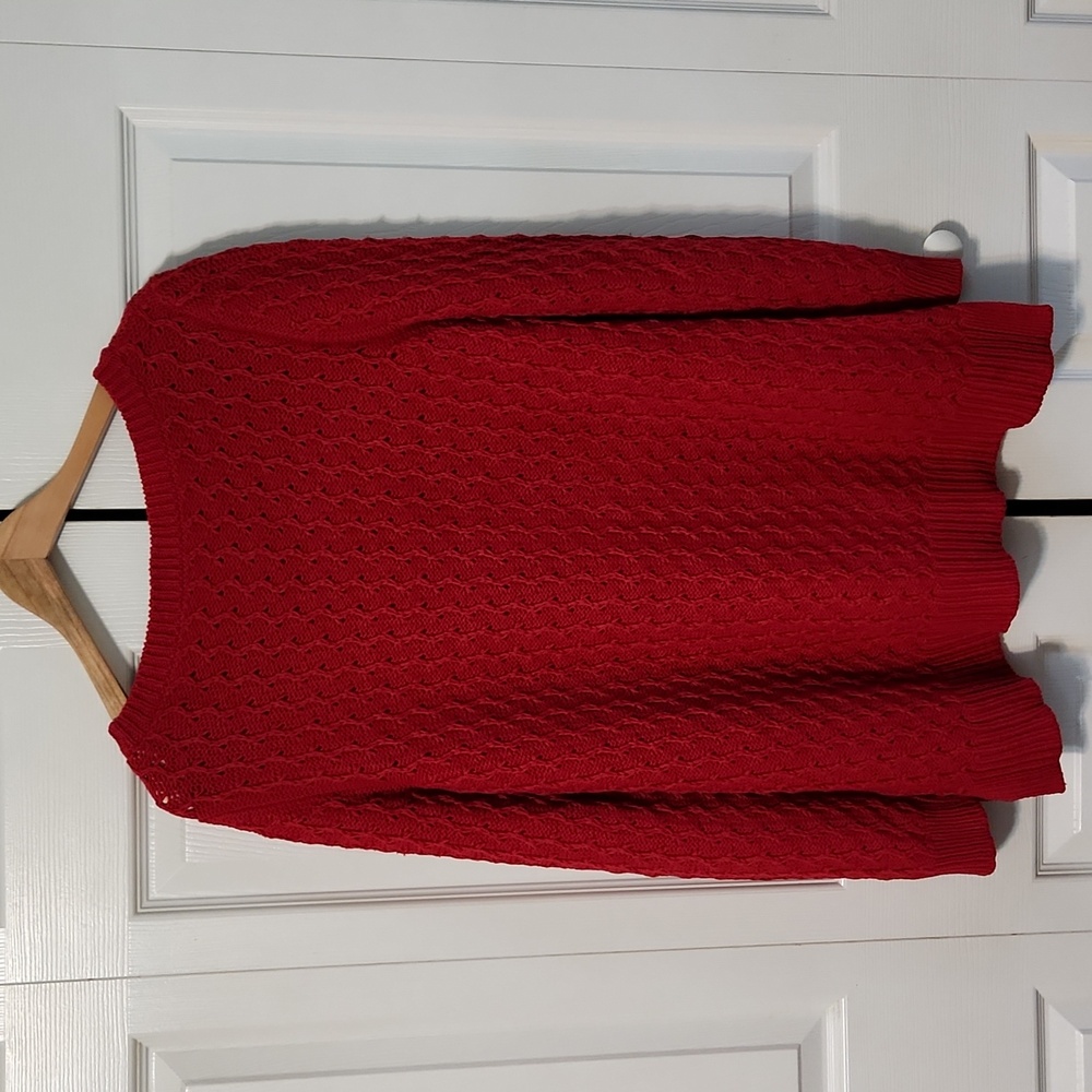 Talbots Red Chunky Cable Knit Pullover Sweater Si… - image 2